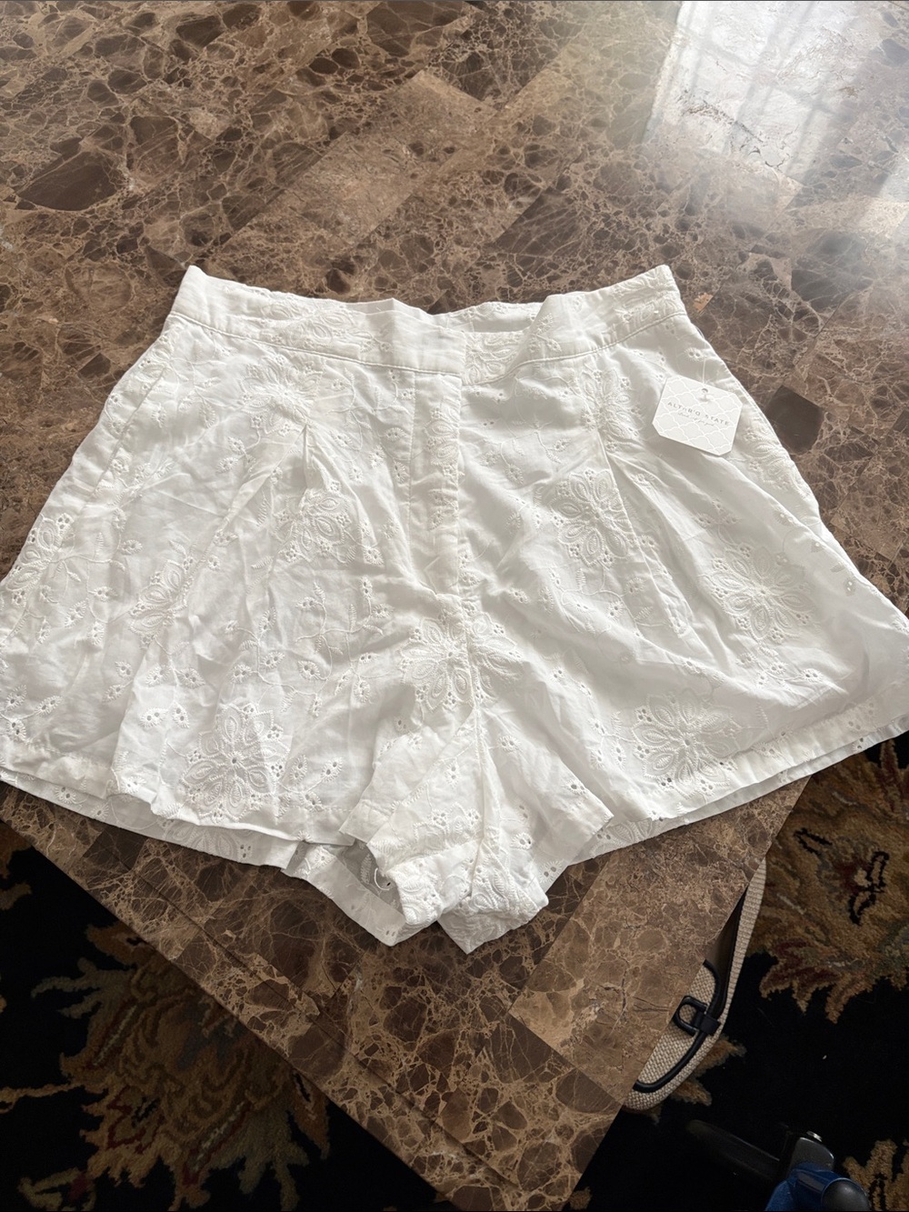 Altar'd State White High-Waist Eyelet Shorts